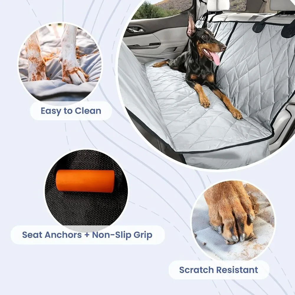4Knines Dog Rear Seat Cover Fold Down Seats, 60 40 split, Hammock, Black, New